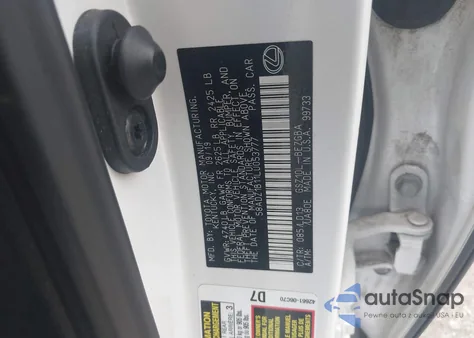 2020 Lexus Es 350 z USA, uszkodzony, nr VIN 58ADZ1B11LU053777